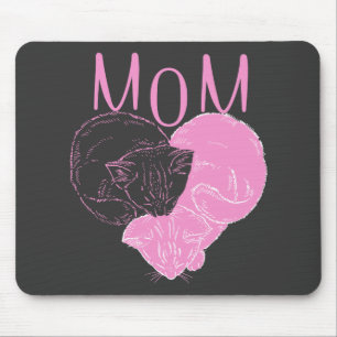 Pink MOM Heart Cats Mouse Pad