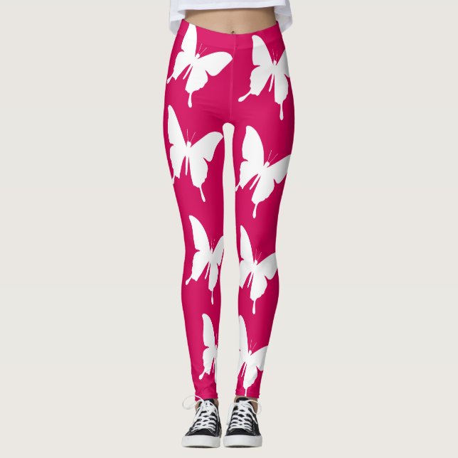 Pink monarch butterflies  leggings (Front)
