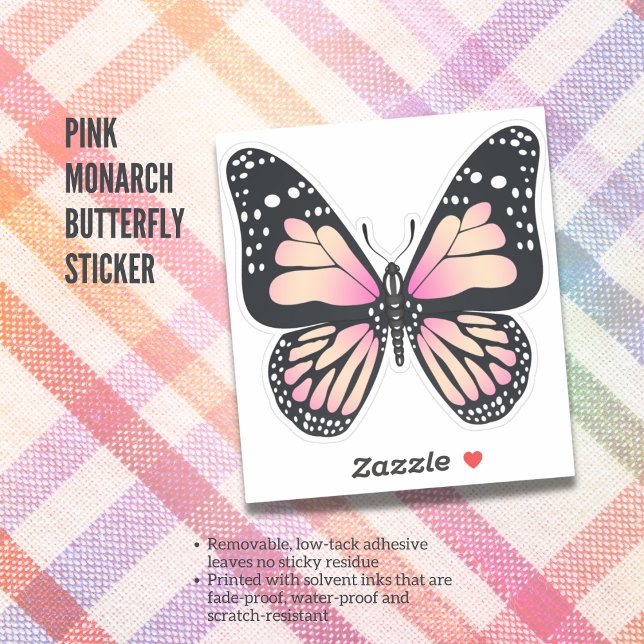 Pink Monarch Butterfly Sticker (Pink Monarch Butterfly Sticker)