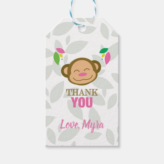 Pink Monkey Gift Tag (Front)