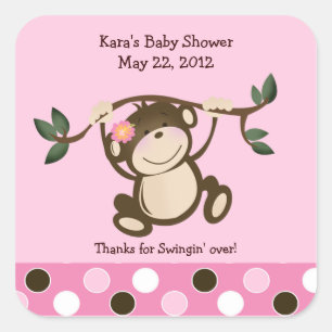 PINK MONKEY PLAY SQUARE Favour Sticker