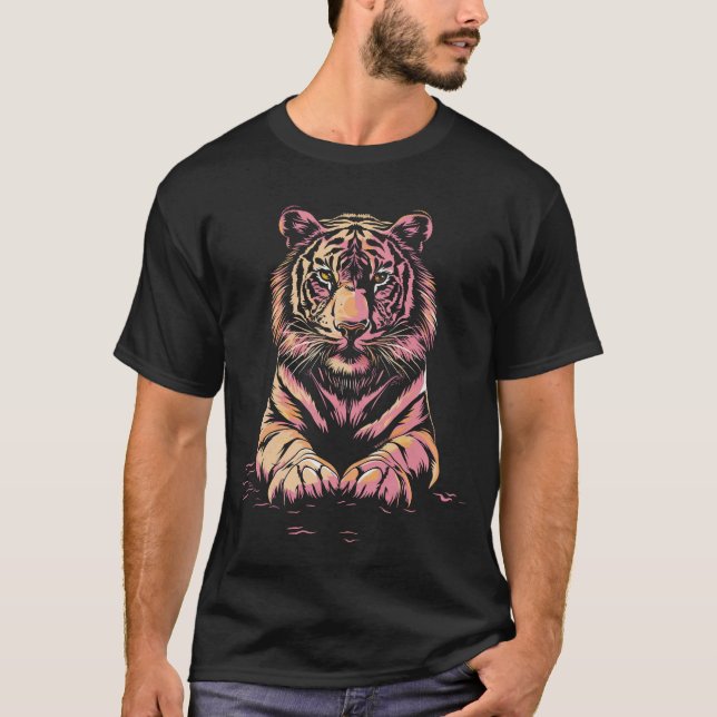 Pink monochrom tiger T-Shirt (Front)