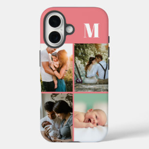 Pink Monogram 4 Photo collage iPhone 16 Case