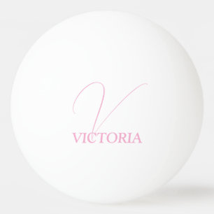 Pink Monogram and Name Personalised Ping Pong Ball