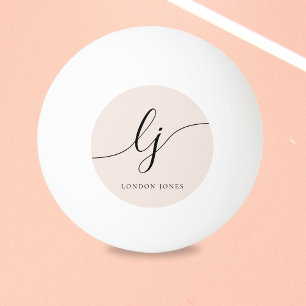 Pink Monogram and Name Personalised Ping Pong Ball