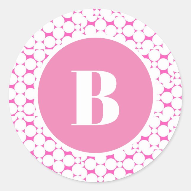 Pink Monogram Baby Shower Party Favour Sticker (Front)