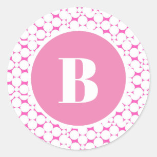 Pink Monogram Baby Shower Party Favour Sticker