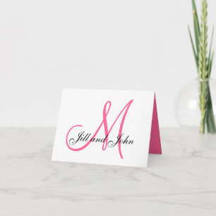Pink Monogram Bride Groom Names Wedding Card