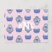 Pink Monogram Chinoisserie Ginger Jar