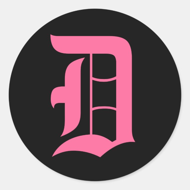 Pink Monogram D Classic Round Sticker (Front)