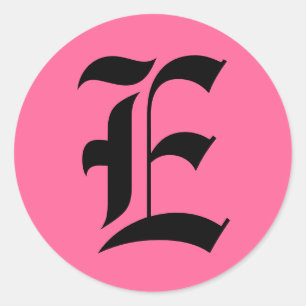 Pink Monogram E Classic Round Sticker