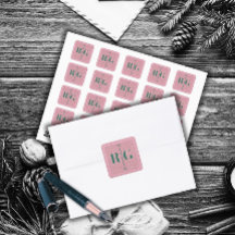 Pink Monogram Elegant Winter Sticker