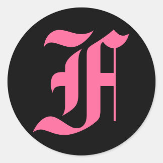 Pink Monogram F Classic Round Sticker