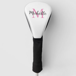 Pink Monogram First Name Personalised Golf Head Cover
