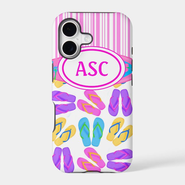 Pink Monogram Flip Flops iPhone 5 Case (Back)