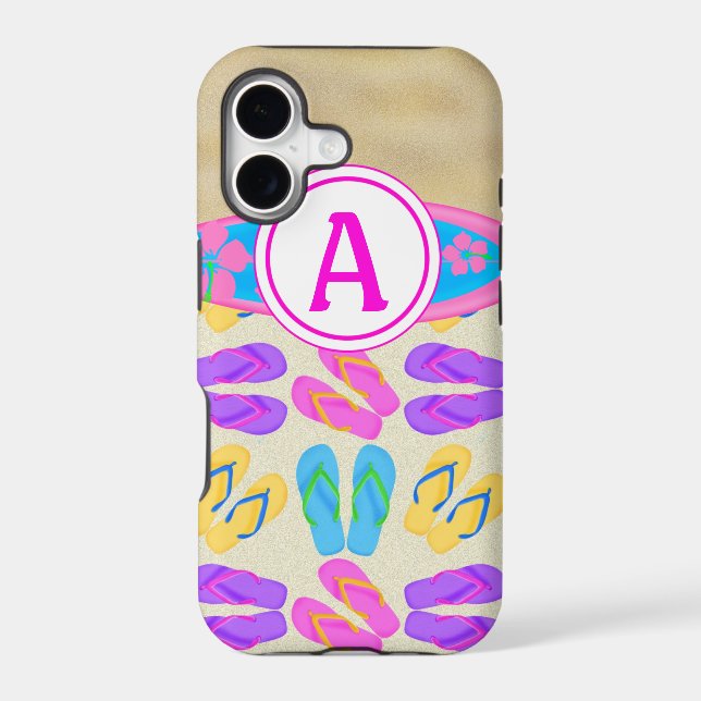 Pink Monogram Flip Flops Surfboard iPhone 5 Case (Back)