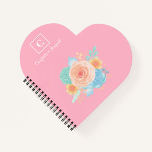 Pink Monogram floral Notebook