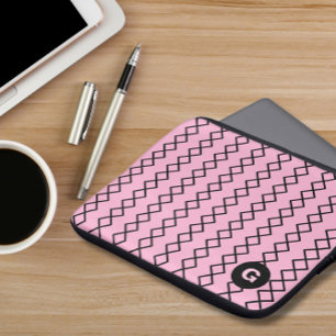 Pink Monogram Geometric Laptop Sleeve