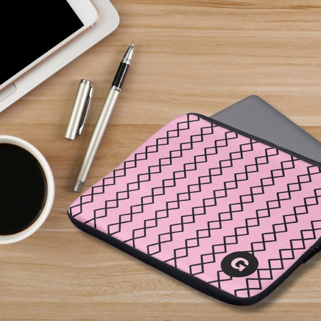 Pink Monogram Geometric Laptop Sleeve (Creator Uploaded)