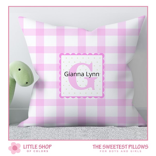 Pink Monogram Gingham Baby Cushion (Creator Uploaded)