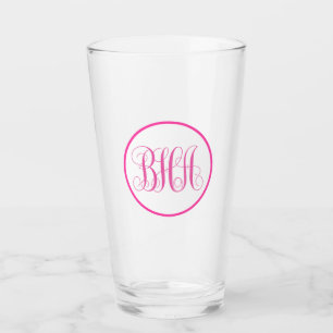 Pink Monogram Glass