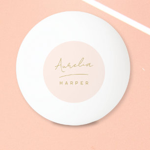 Pink Monogram Gold Script Personalised Name Ping Pong Ball