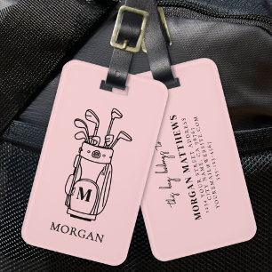 Pink Monogram Golf Bag Luggage Tag