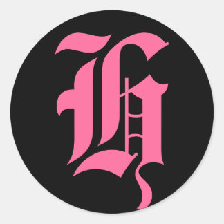 Pink Monogram H Classic Round Sticker