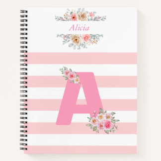 Pink Monogram Inital Letter A   Notebook