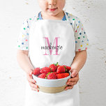 Pink Monogram Initial and Name Personalised Kids Apron<br><div class="desc">Custom designed child's apron, perfect for your little chef in training! Personalise it with her monogram name and initial or other custom text. Click Customise It to change fonts and colours or add more text or images to create a special one of a kind gift. Also available in adult sized...</div>