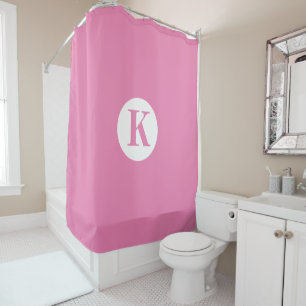 Pink Monogram Initial Custom Name Modern Elegant Shower Curtain