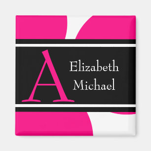 Pink Monogram Initial Wedding Magnet