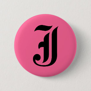 Pink Monogram J 6 Cm Round Badge