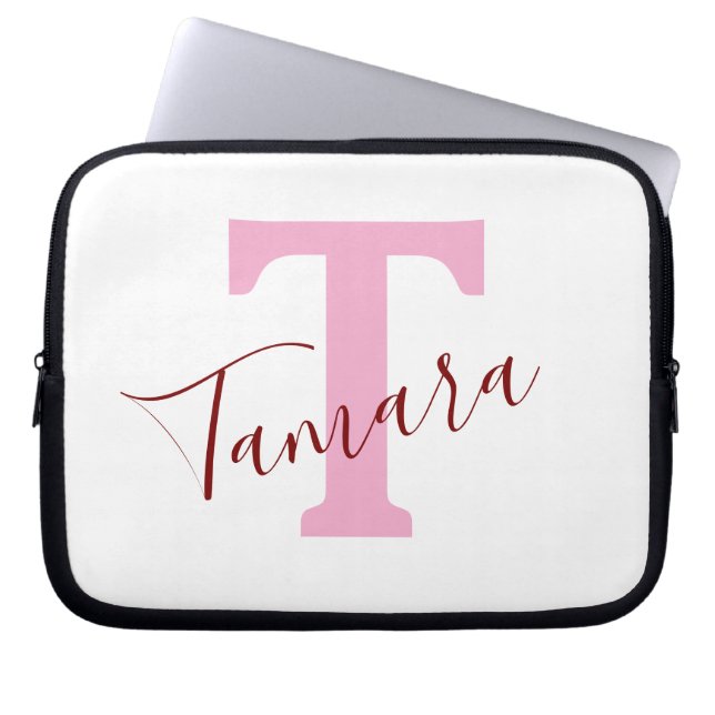 Pink Monogram Laptop Sleeve | Custom Name (Front)