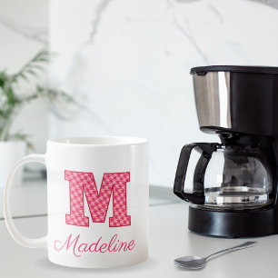 Pink Monogram Letter M Classic Mug, 11 oz Coffee Mug