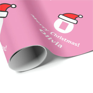 Pink monogram letter Merry Christmas wrappingpaper