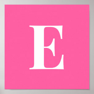 Pink Monogram Letter Poster Personalised Initial