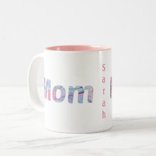 Pink Monogram Marbled Mum Two-Tone Coffee Mug