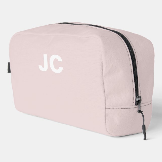 Pink Monogram Minimal Modern Travel Dopp Kit (Right Corner)