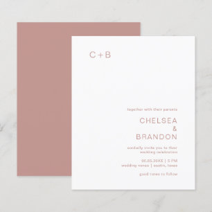 Pink Monogram Modern Budget Wedding Invitation