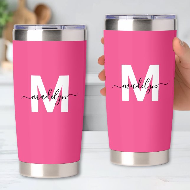 Pink Monogram Name Insulated Tumbler (Pink Monogram Name Insulated Tumbler )