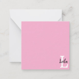 Pink Monogram Name Script Personalised Design Card
