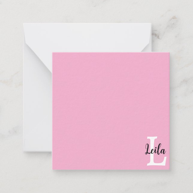 Pink Monogram Name Script Personalised Design Card (Front)