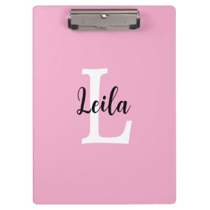 Pink Monogram Name Script Personalised Design Clipboard