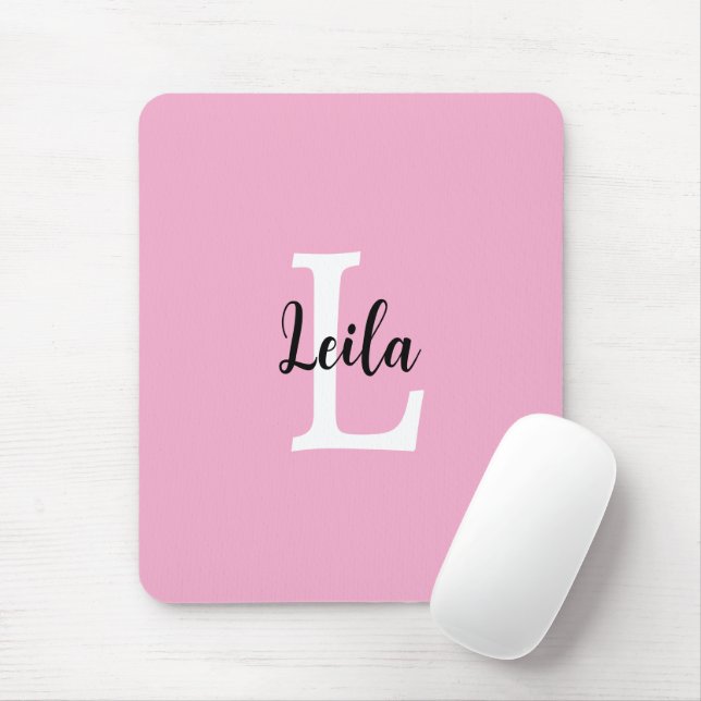 Pink Monogram Name Script Personalised Design Mouse Pad (With Mouse)