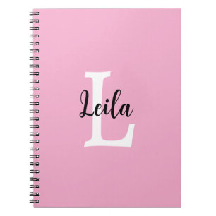 Pink Monogram Name Script Personalised Design Notebook
