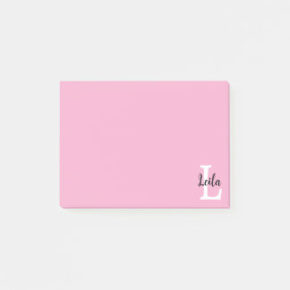 Pink Monogram Name Script Personalised Design Post-it Notes