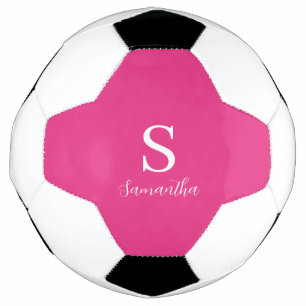 Pink Monogram Name Soccer Ball