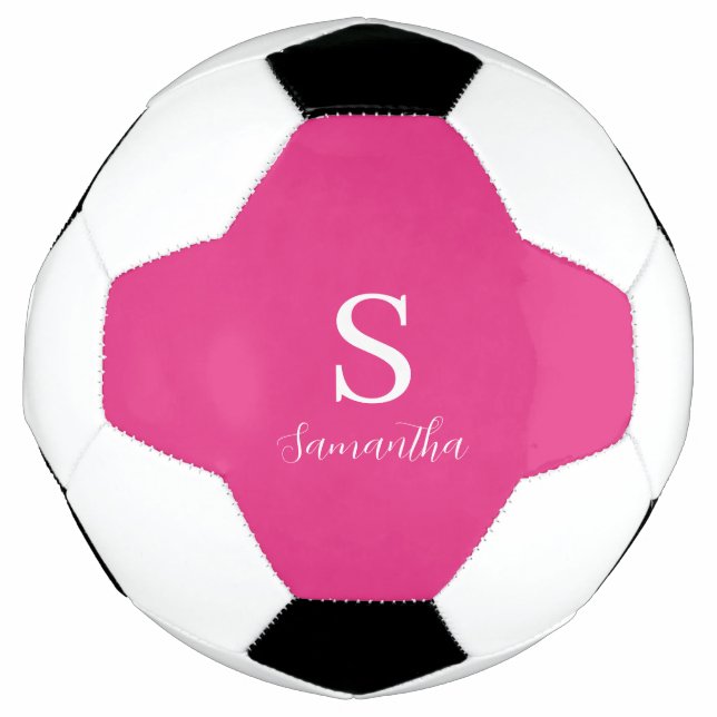Pink Monogram Name Soccer Ball (Front)