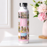 Pink Monogram Personalised 19 Photo Collage